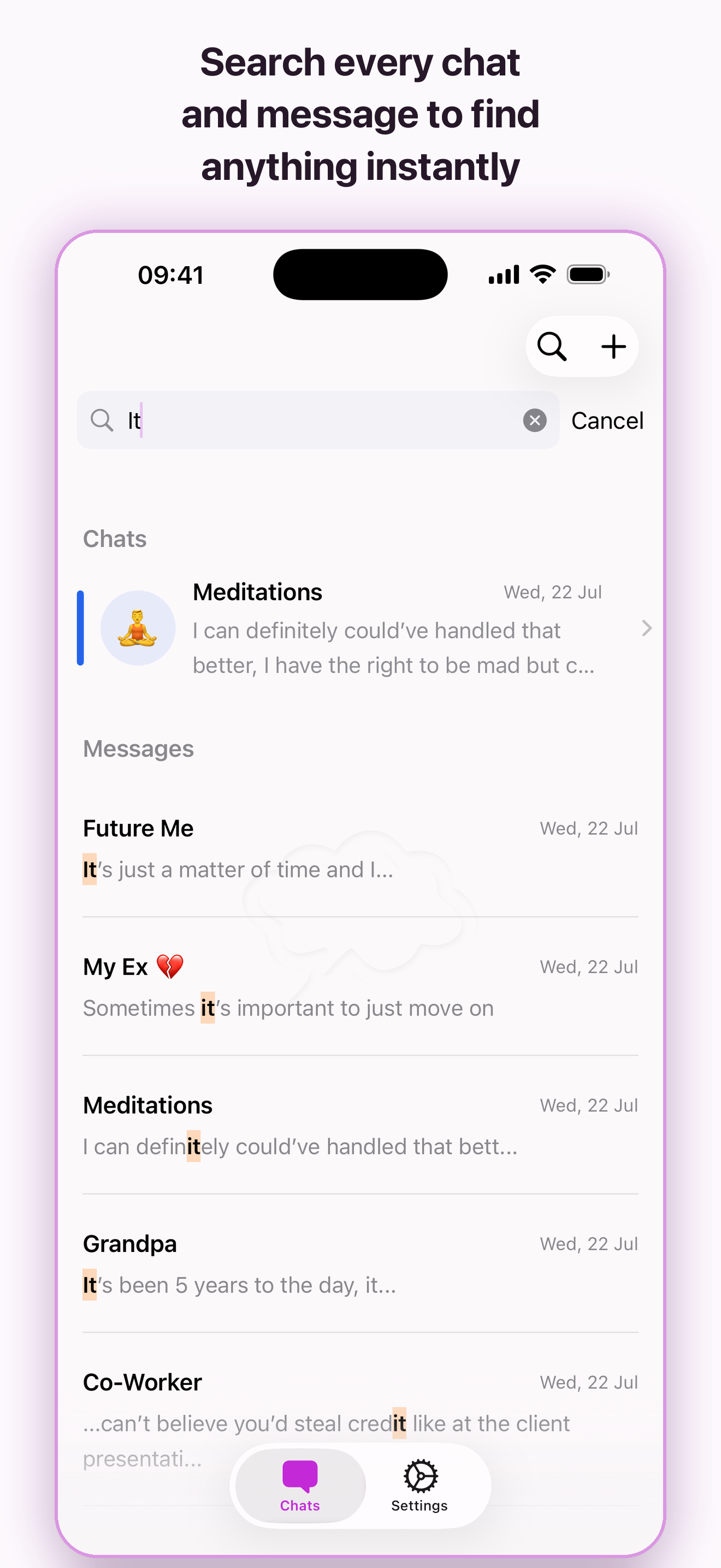 Search across every private conversation
