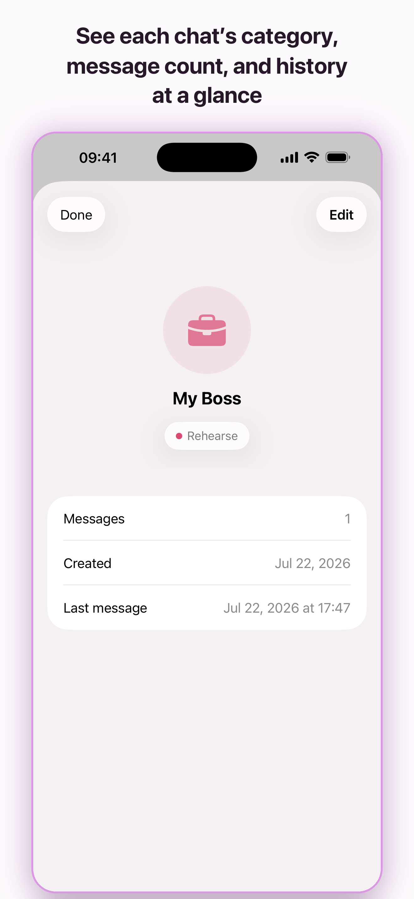 See private chat details at a glance