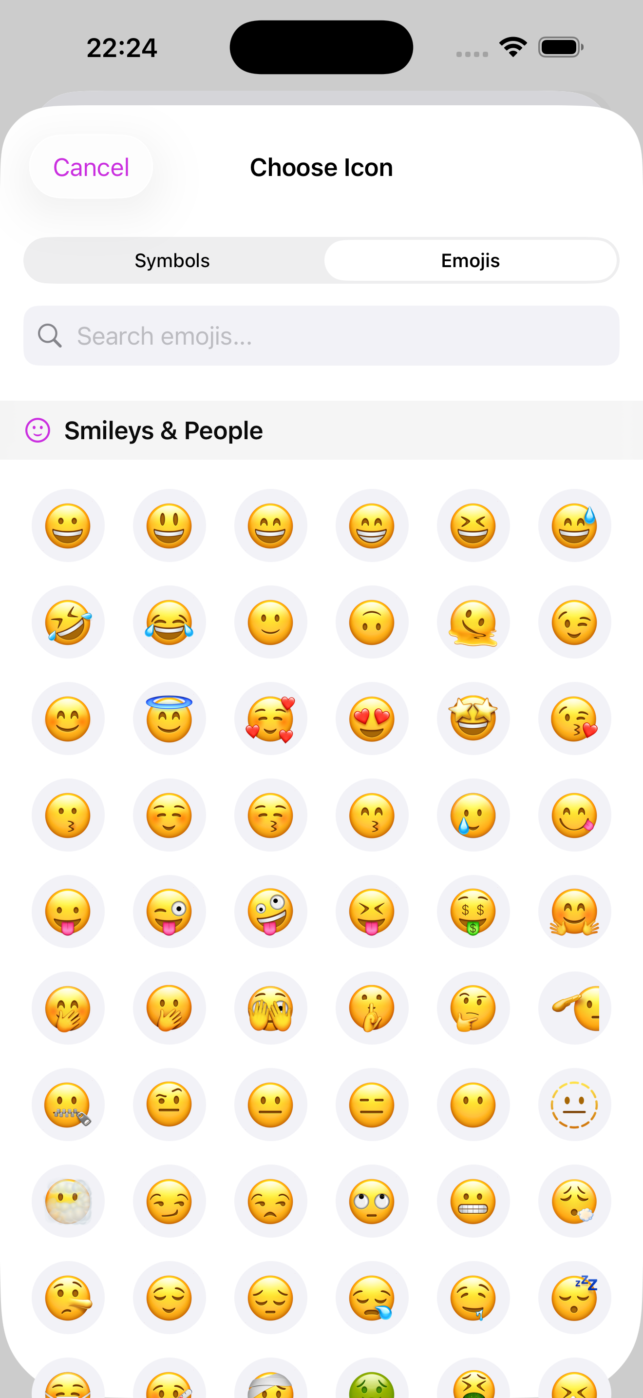 Emoji icon selector for personalizing contacts with expressive emojis